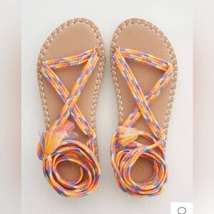 Aerie Multicolor Braided platform Sandals NWOT